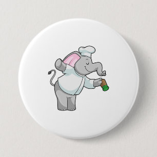 Elephant as Chef with Salt shaker 3 Inch Round Button