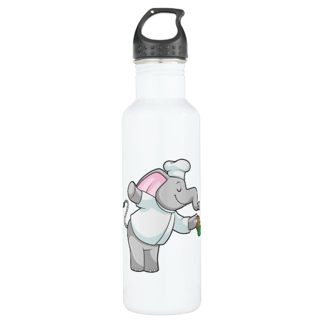Elephant as Chef with Salt shaker 710 Ml Water Bottle (Front)