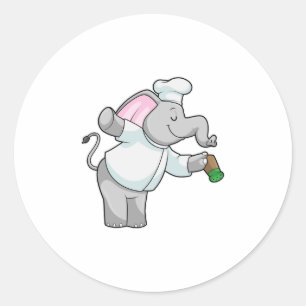 Elephant as Chef with Salt shaker Classic Round Sticker