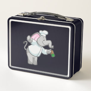 Elephant as Chef with Salt shaker Metal Lunch Box