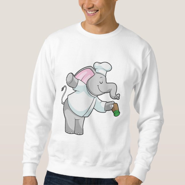 Elephant as Chef with Salt shaker Sweatshirt (Front)