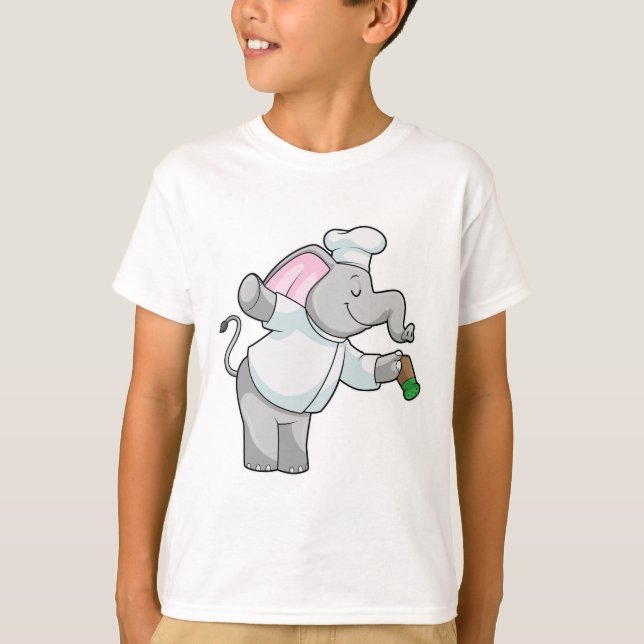 Elephant as Chef with Salt shaker T-Shirt (Front)