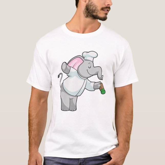 Elephant as Chef with Salt shaker T-Shirt (Front)