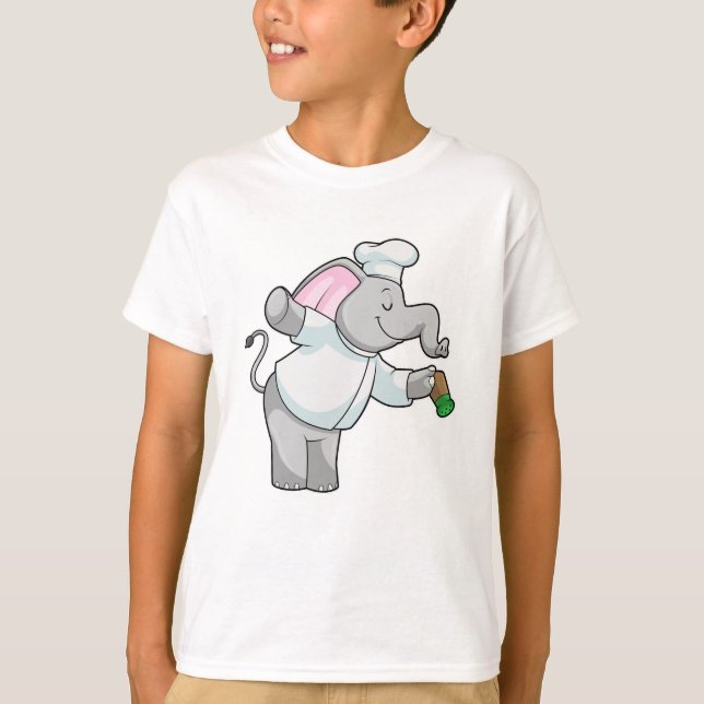 Elephant as Chef with Salt shaker T-Shirt (Front)