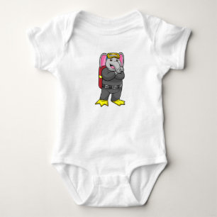 Elephant as Diver with Diving goggles Baby Bodysuit