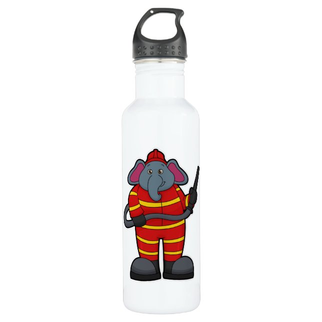 Elephant as Firefighter with Hose 710 Ml Water Bottle (Front)