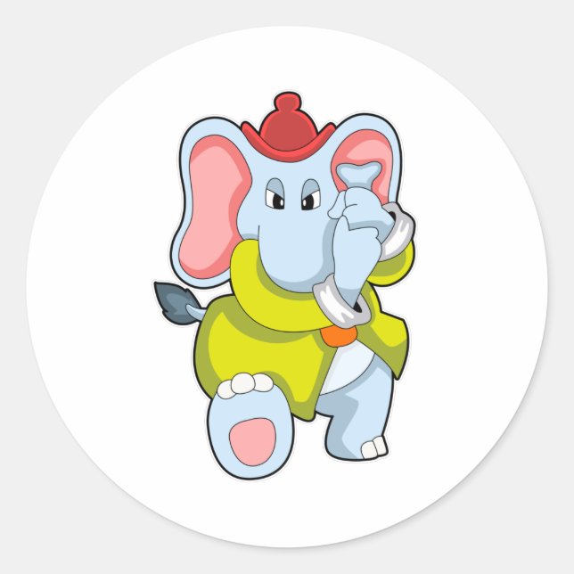 Elephant as Firefighter with Proboscis Classic Round Sticker (Front)