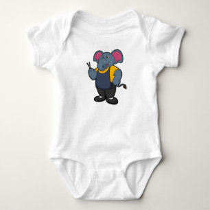 Elephant as Hairdresser with Scissors Baby Bodysuit