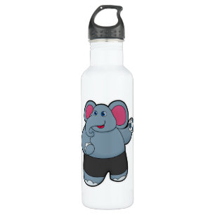 Elephant as Handball player with Handball ball 710 Ml Water Bottle