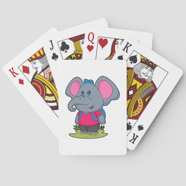 Elephant as Hiker with Backpack Playing Cards (Back)