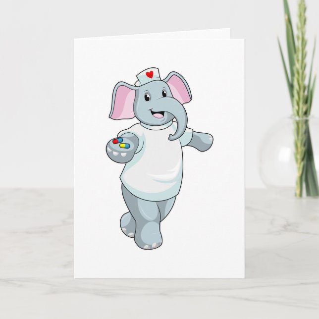 Elephant as Nurse with Medicine Card (Front)