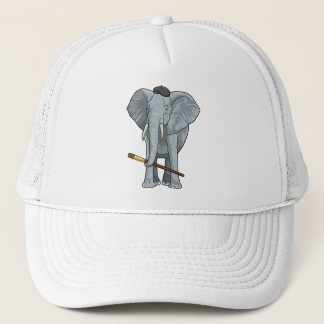 Elephant as Painter with Paint brush Trucker Hat (Front)