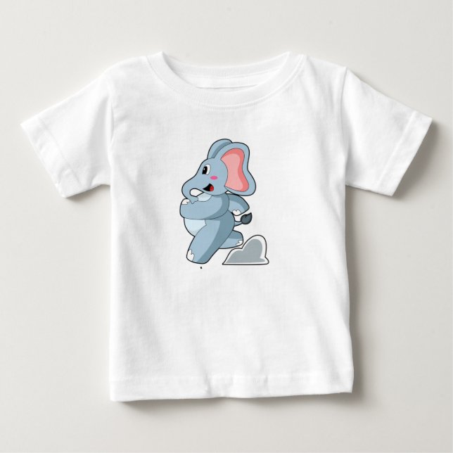 Elephant as Runner Baby T-Shirt (Front)