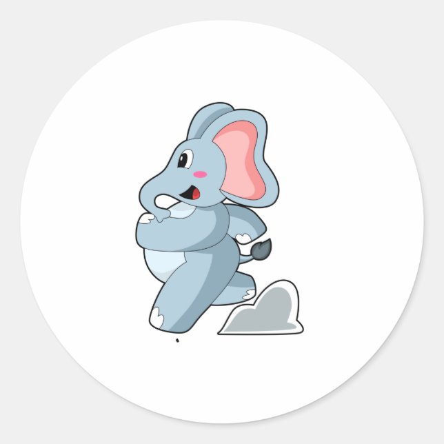 Elephant as Runner Classic Round Sticker (Front)
