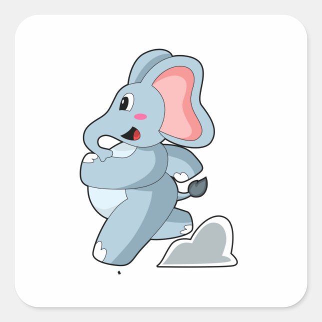 Elephant as Runner Square Sticker (Front)