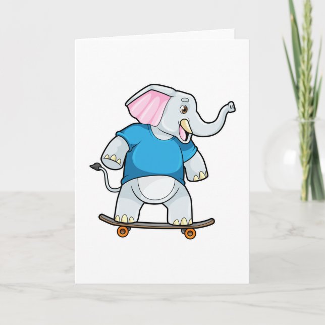 Elephant as Skater with Skateboard Card (Front)