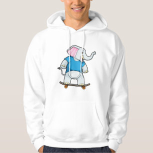 Elephant as Skater with Skateboard Hoodie