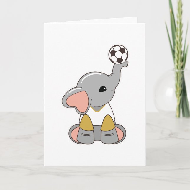 Elephant as Soccer player with Soccer ball Card (Front)