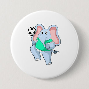 Elephant as Soccer player with Soccer.PNG 3 Inch Round Button