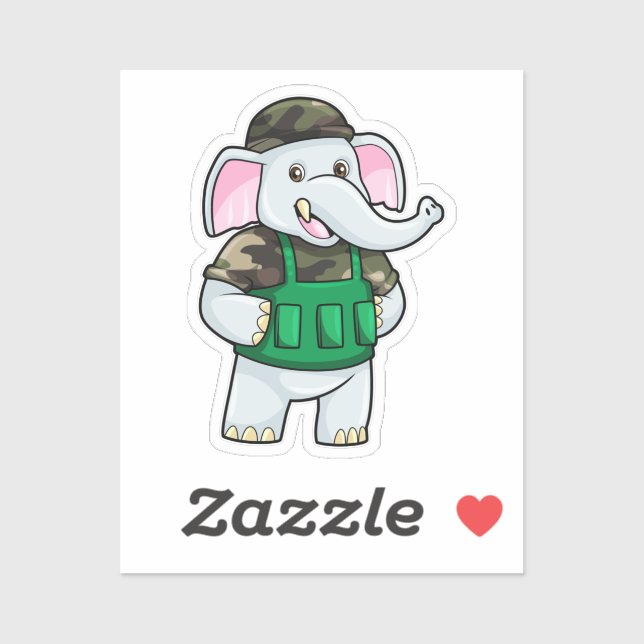 Elephant as Soldier with Uniform & Helmet (Sheet)