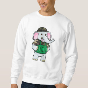 Elephant as Soldier with Uniform & Helmet Sweatshirt