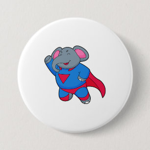 Elephant as Superhero 3 Inch Round Button