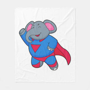 Elephant as Superhero Fleece Blanket