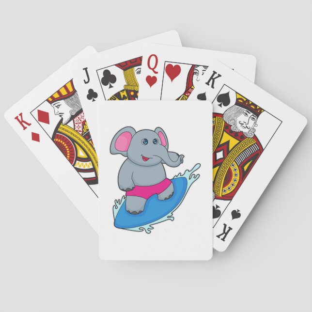 Elephant as Surfer with Surfboard Playing Cards (Back)