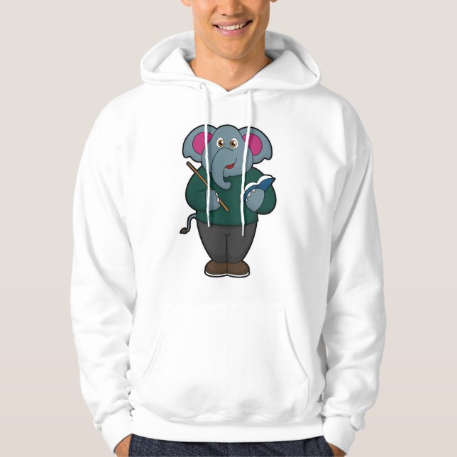 Elephant as Teacher with Book & Pointer Hoodie (Front)