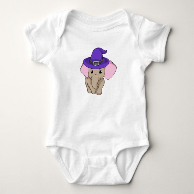 Elephant as Wizard Baby Bodysuit (Front)