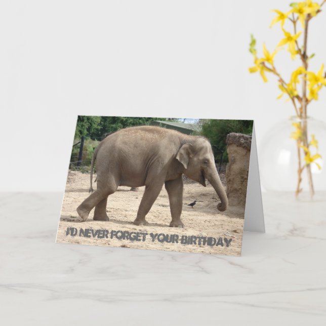 Eléphant Asiatique Marcher Sur Le Sable Carte Anni (Fleur jaune)