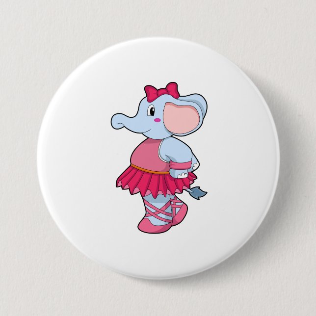Elephant at Ballet with Skirt 3 Inch Round Button (Front)