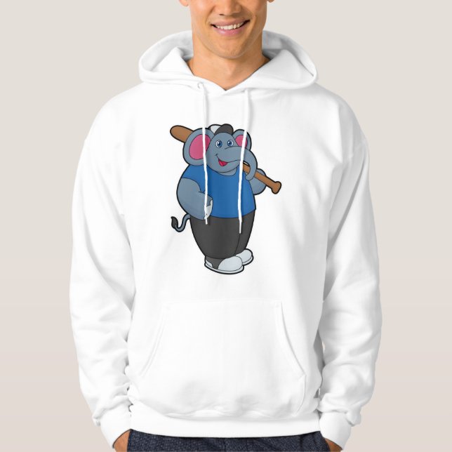 Elephant at Baseball with Baseball bat Hoodie (Front)