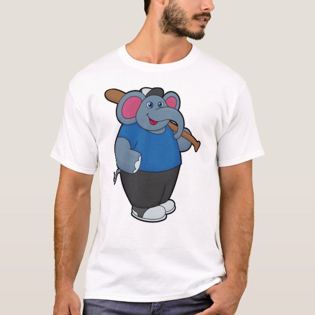 Elephant at Baseball with Baseball bat T-Shirt (Front)