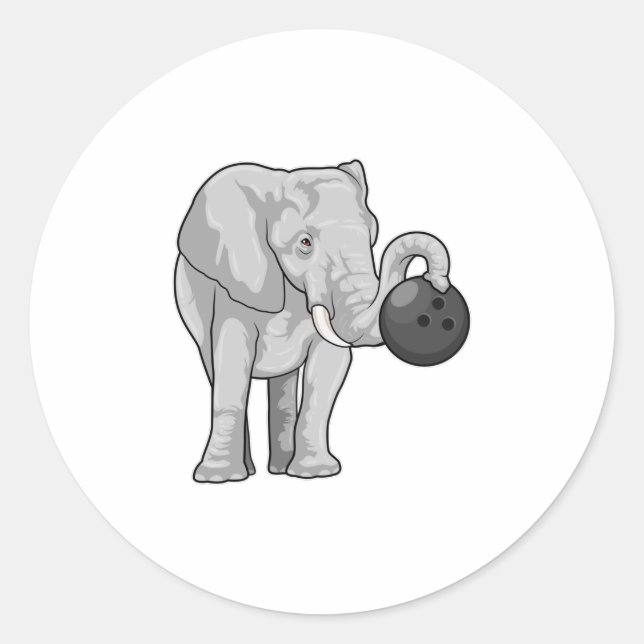Elephant at Bowling with Bowling ball Classic Round Sticker (Front)