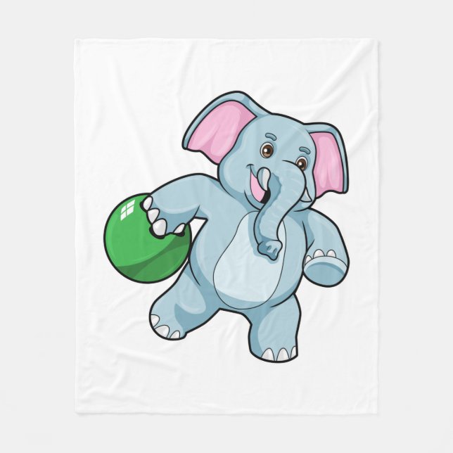Elephant at Bowling with Bowling ball Fleece Blanket (Front)