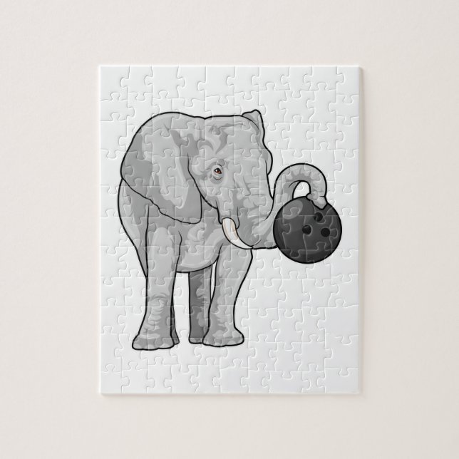 Elephant at Bowling with Bowling ball Jigsaw Puzzle (Vertical)
