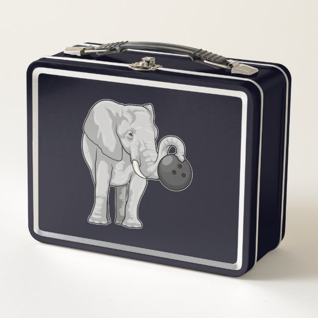 Elephant at Bowling with Bowling ball Metal Lunch Box (Front)