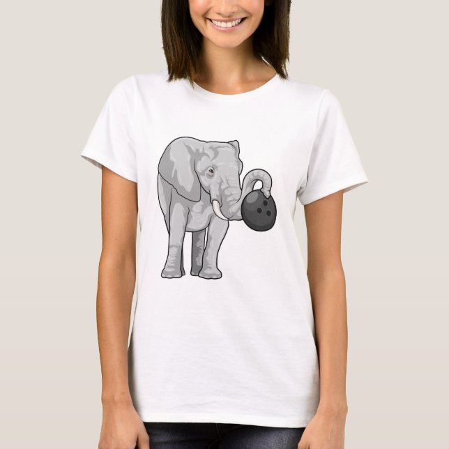 Elephant at Bowling with Bowling ball T-Shirt (Front)