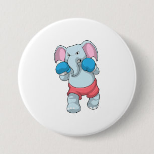 Elephant at Boxing with Boxing gloves 3 Inch Round Button