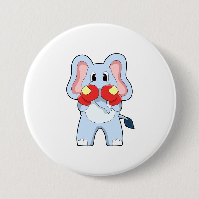 Elephant at Boxing with Boxing gloves 3 Inch Round Button (Front)