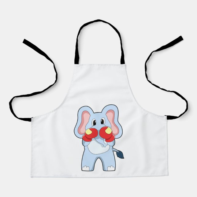 Elephant at Boxing with Boxing gloves Apron (Front)