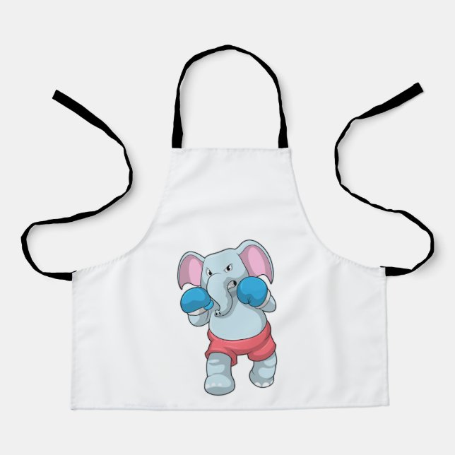 Elephant at Boxing with Boxing gloves Apron (Front)