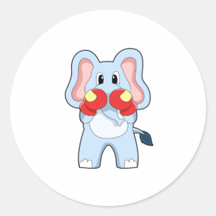 Elephant at Boxing with Boxing gloves Classic Round Sticker