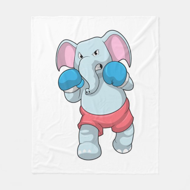 Elephant at Boxing with Boxing gloves Fleece Blanket (Front)