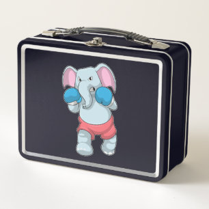 Elephant at Boxing with Boxing gloves Metal Lunch Box