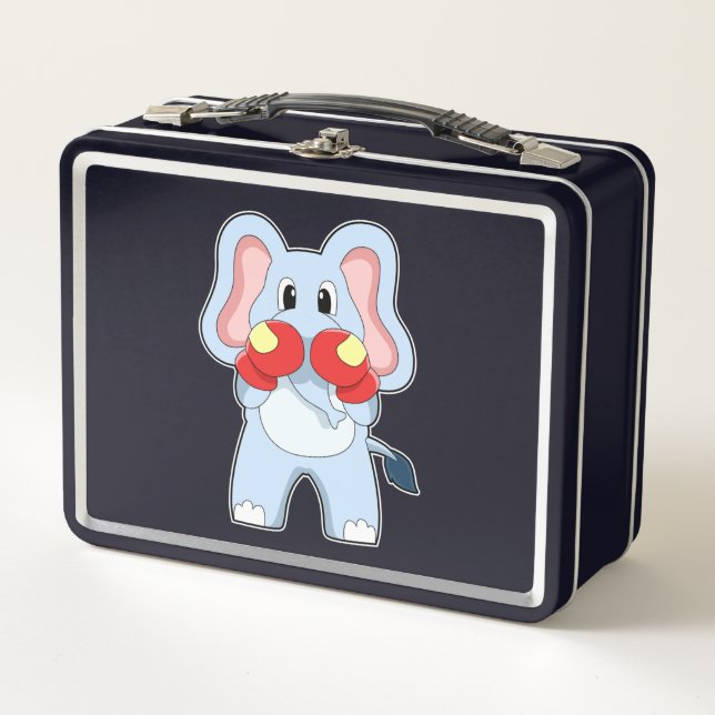 Elephant at Boxing with Boxing gloves Metal Lunch Box (Front)