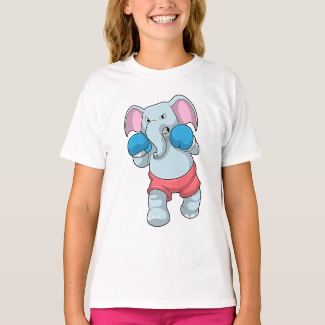 Elephant at Boxing with Boxing gloves T-Shirt (Front)
