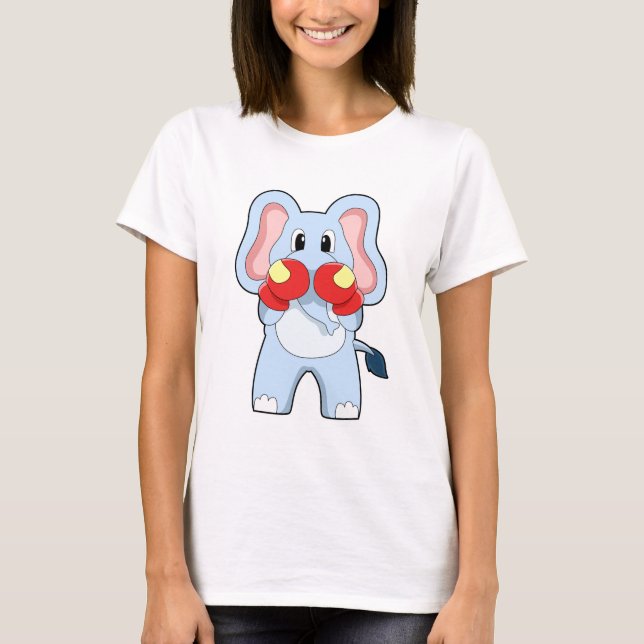 Elephant at Boxing with Boxing gloves T-Shirt (Front)