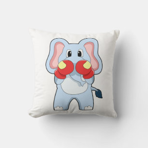 Elephant at Boxing with Boxing gloves Throw Pillow